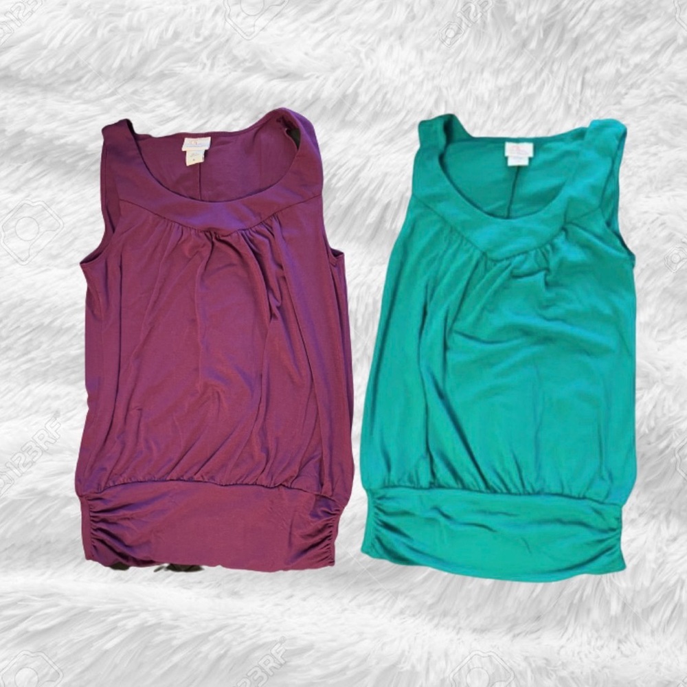 2 OH BABY by MOTHERHOOD tank tops, teal and purple, Medium